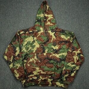 Zero Foxtrot Jacket Mens XXL Green Brown Woodland Camo Pullover Pockets Quilted